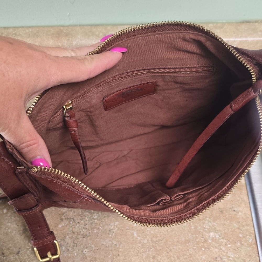 American Leather Crossbody Bag in Distressed Brown - Picture 2 of 4